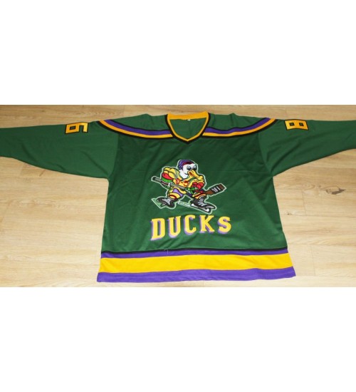 Custom Anaheim Mighty Ducks 86 Shjon Podein Movie Hockey Jersey Green